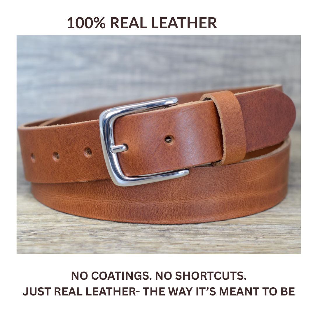 40mm Full Grain Men Handmade Buffalo Thick Leather Classy Belts Tan