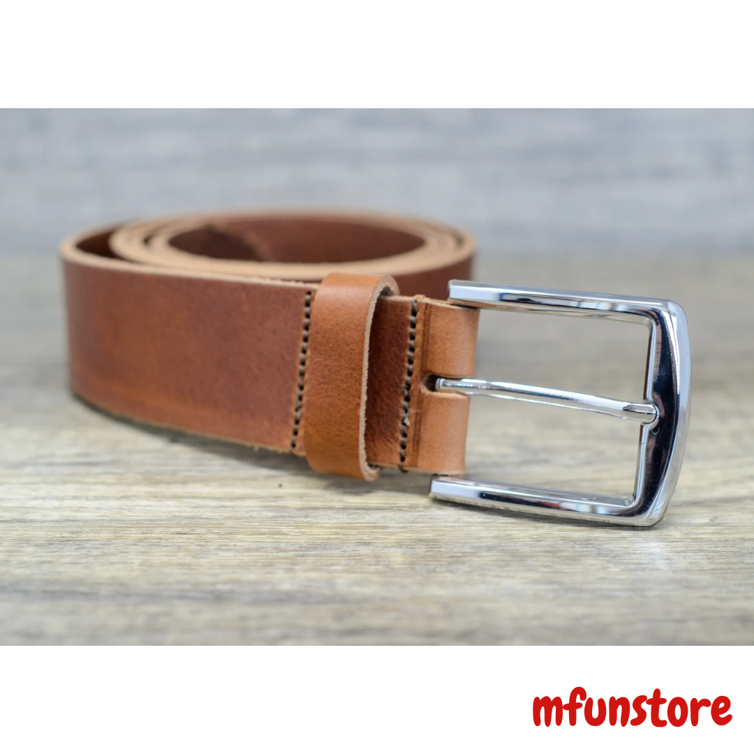 40mm Full Grain Men Handmade Buffalo Thick Leather Classy Belts Tan